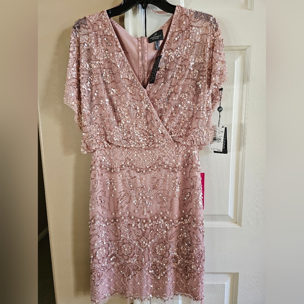 NWT Adrianna Papell Beaded Blouson Dress sz 4 - Picture 7 of 10